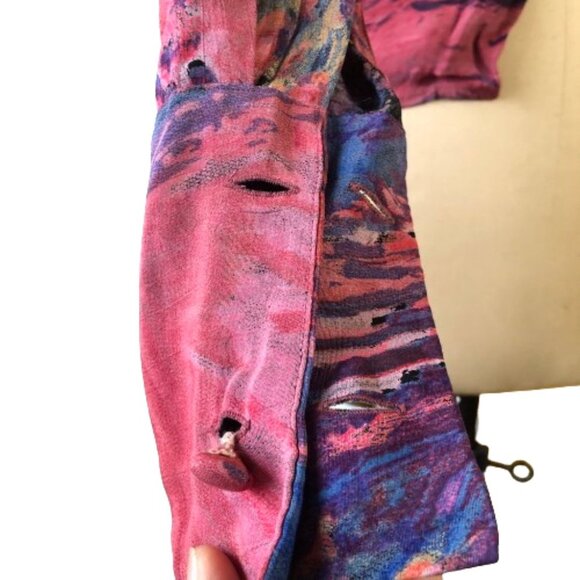 Ports International vintage pink back buttons V neck tunic top shirt - Picture 8 of 16